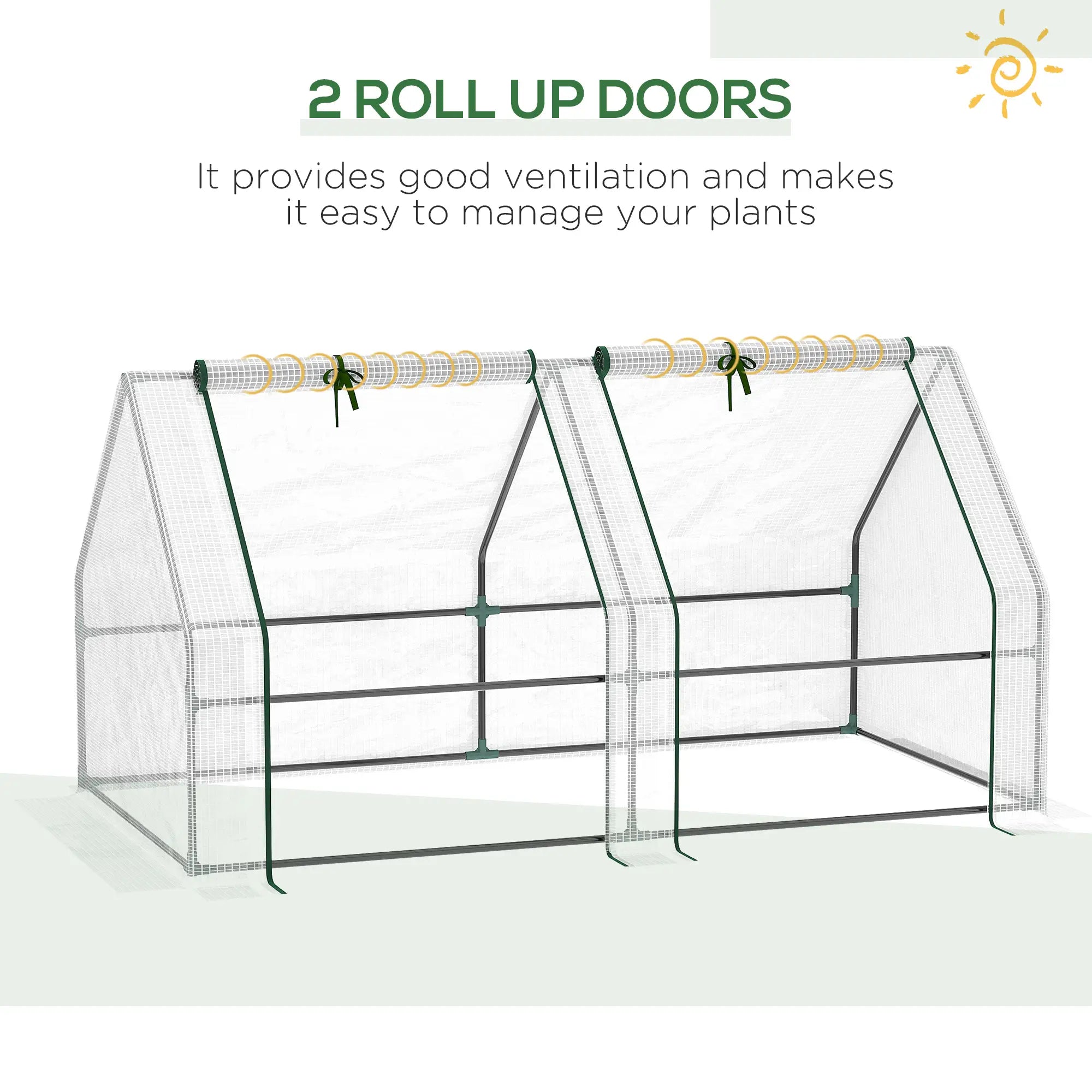 6' x 3' x 3' Portable Tunnel Greenhouse, Large Zipper Doors, Water UV PE Cover, White Mini Greenhouses at Gallery Canada