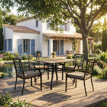 36" x 36" x 28" Square Patio Dining Table, Umbrella Hole, Rustproof Steel Frame Patio Dinning Tables at Gallery Canada