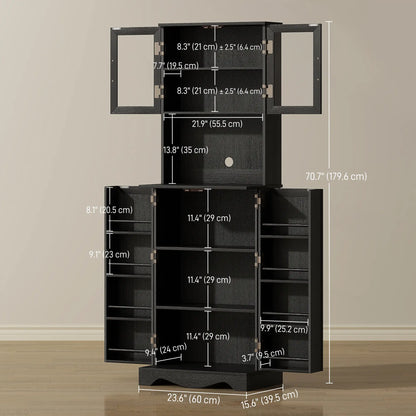 71 Inch Kitchen Pantry Cabinet, Freestanding Hutch, Black Kitchen Pantry Cabinets at Gallery Canada