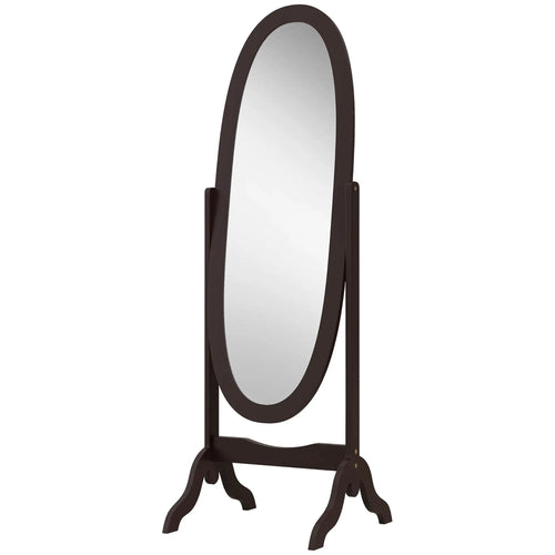 Full Length Floor Mirror, Adjustable Angle Oval Frame, 60x24 Inches