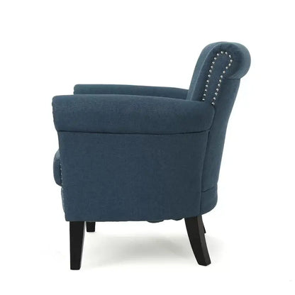 Modern Accent Chair, Wood Legs, 31" L x 29.5" W x 31.5" H, Navy Blue Accent Chairs at Gallery Canada