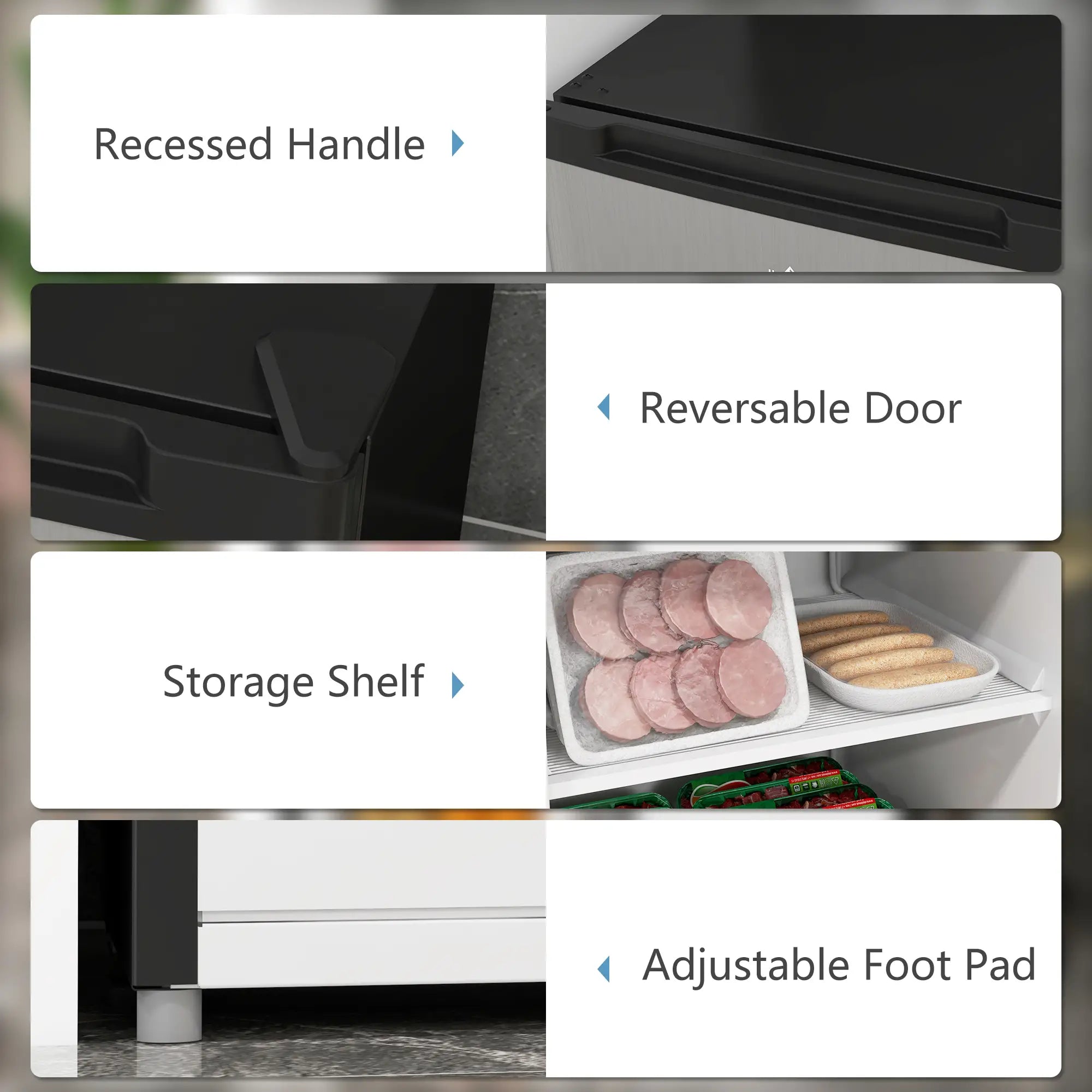 Upright Freezer, 3 Cu.Ft Mini Freezer with Reversible Single Door, Adjustable Thermostat for Home, Dorm, Silver Small Kitchen Appliances at Gallery Canada