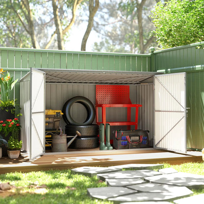 7.6 x 3.4ft Storage Shed, 3 Bin Organizer, Lockable Doors, Silver Grey Sheds at Gallery Canada