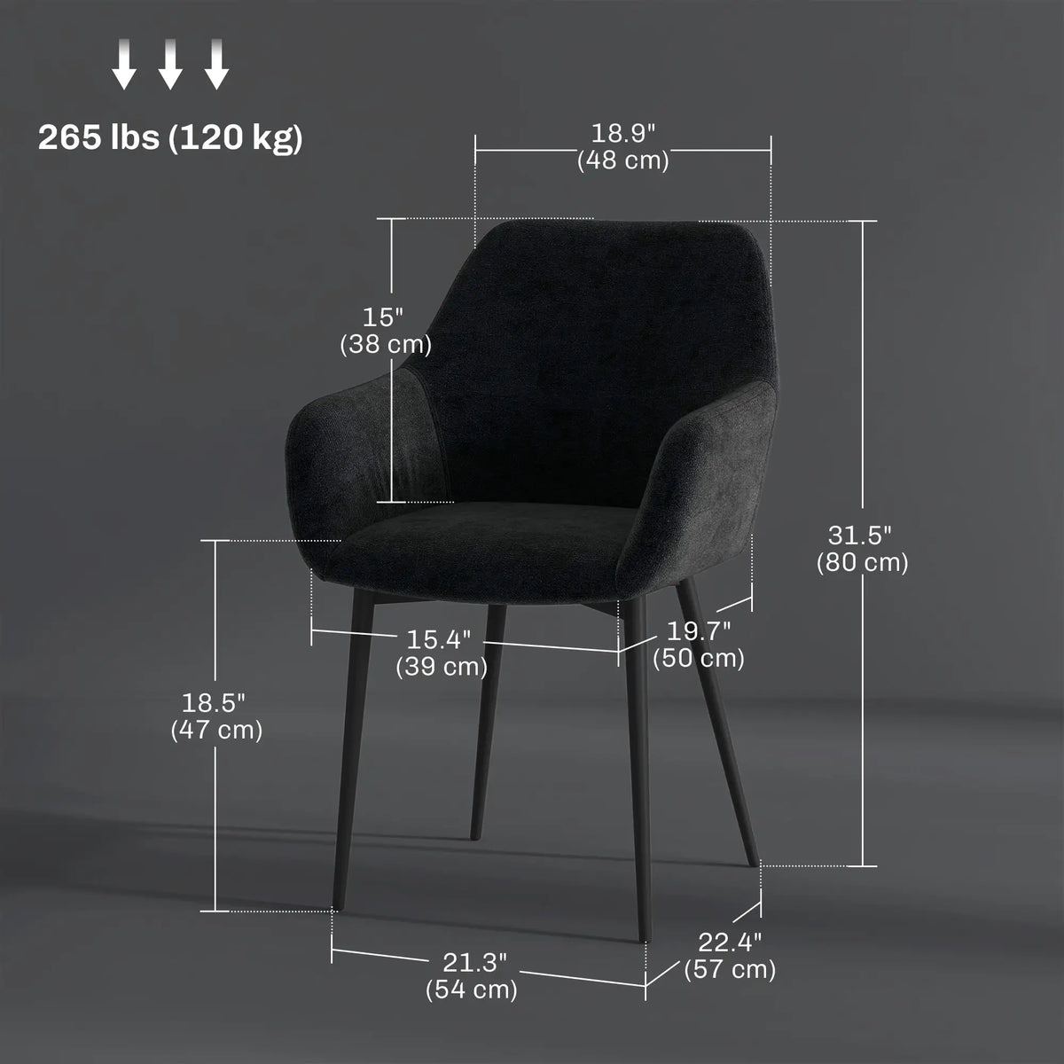 Velvet Fabric Dining Chairs Set Of 2, With Steel Legs, Black Dining Chairs at Gallery Canada