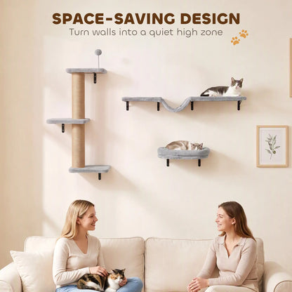 3-in-1 Cat Wall Shelves, Bed, Hammock, Posts, Spring Ball Cat Climbing Wall at Gallery Canada