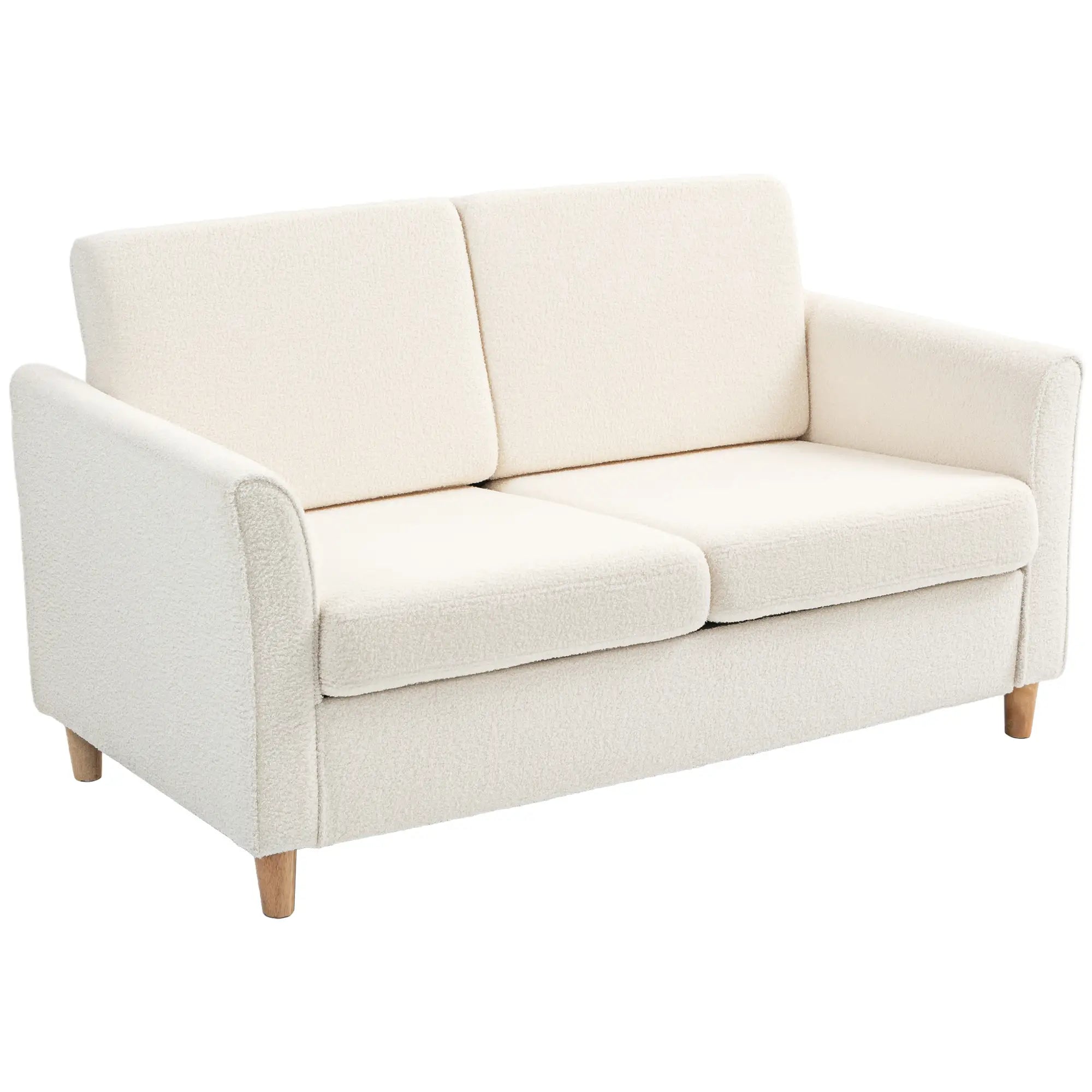 2-Seat Sofa with Armrests, Wood Legs, 2-Seater, Cream White 2-Seater Sofas Cream at Gallery Canada