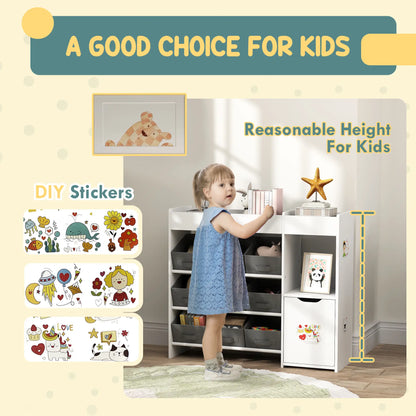 Toy Storage Organizer, 9 Non-Woven Fabric Boxes, White Bookshelves & Bookcases at Gallery Canada