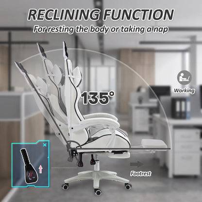 Racing Gamer Chair, PU Leather with Footrest, Headrest, Lumbar Support, Black Video Game Chairs at Gallery Canada
