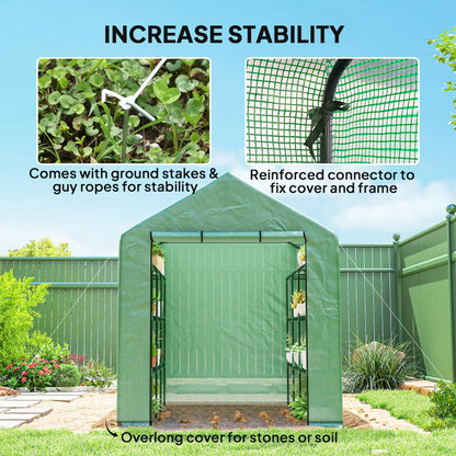 8' x 6' x 7' Portable Walk-In Greenhouse, 18 Shelves, Water/UV Resistant Cover, Roll Up Door Walk In Greenhouses at Gallery Canada