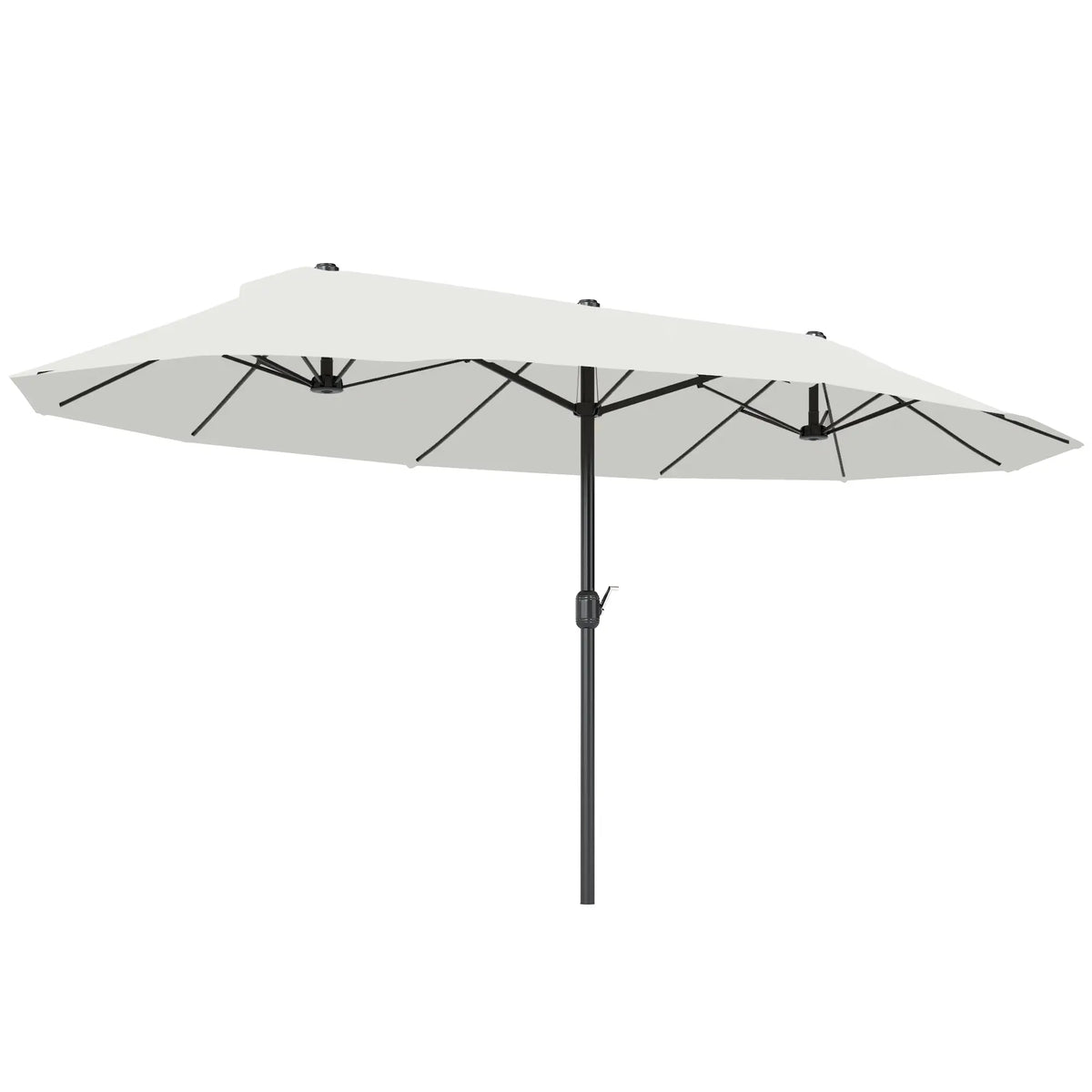15 Ft Twin Canopy Patio Umbrella, Steel Lift Crank, Beige Sun Umbrellas Beige at Gallery Canada