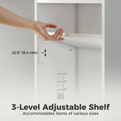 7-Tier Bookcase, Display Shelf with Cabinet, White Display Bookshelves at Gallery Canada