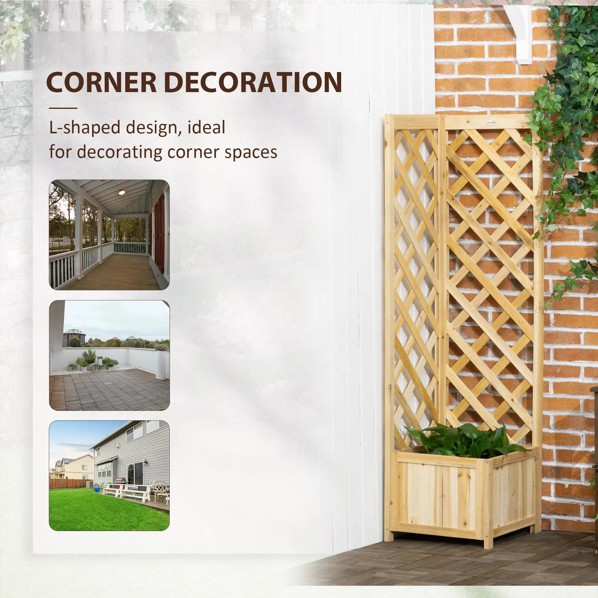 Wood Planter With Trellis For Vine Climbing, 16