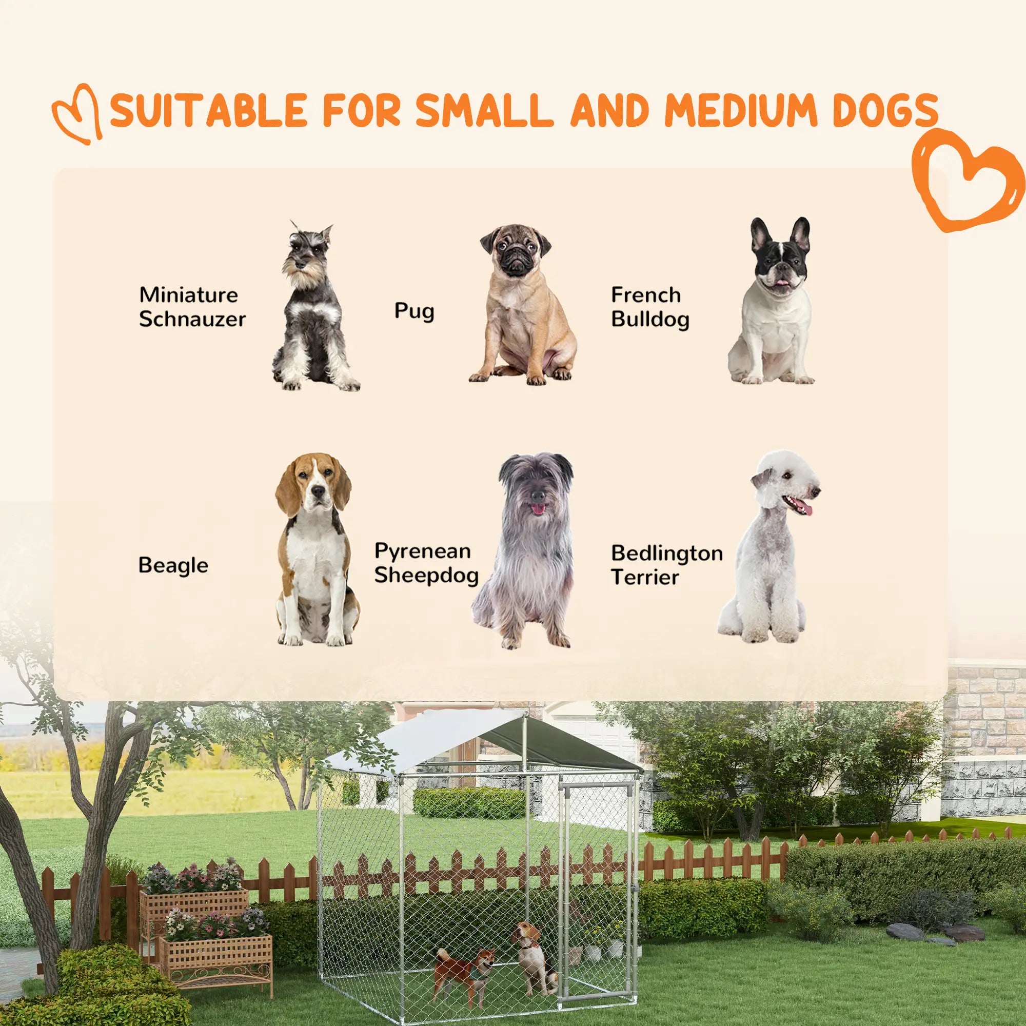 6.6' x 6.6' x 7.8' Outdoor Dog Kennel, Heavy Duty Galvanized Steel, Silver Houses, Kennels & Pens at Gallery Canada