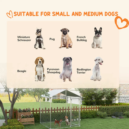 6.6' x 6.6' x 7.8' Outdoor Dog Kennel, Heavy Duty Galvanized Steel, Silver Houses, Kennels & Pens at Gallery Canada