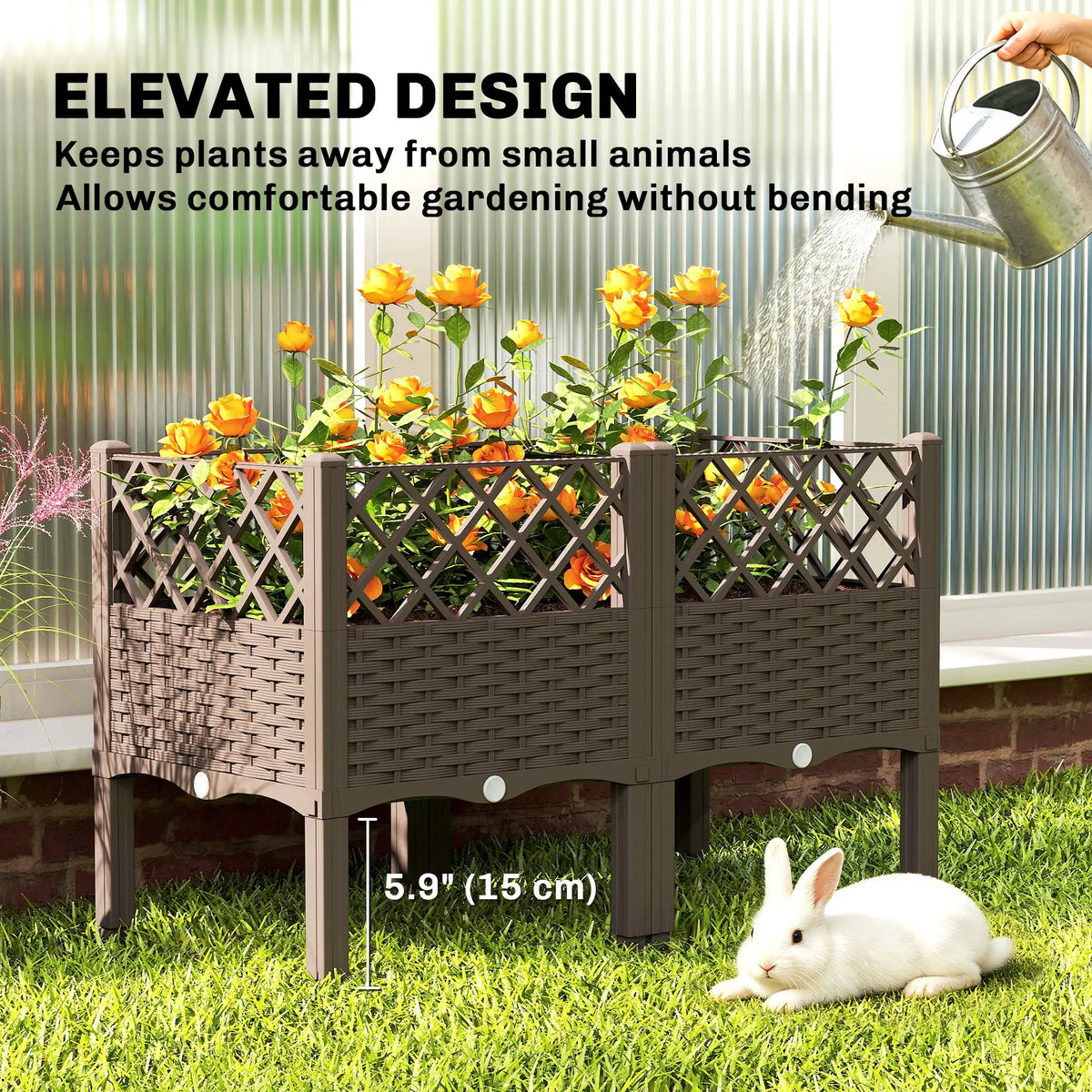 Raised Garden Bed With Legs, Self Watering Planter Box, 31.5" x 15.7" x 20.3" Elevated Garden Beds at Gallery Canada