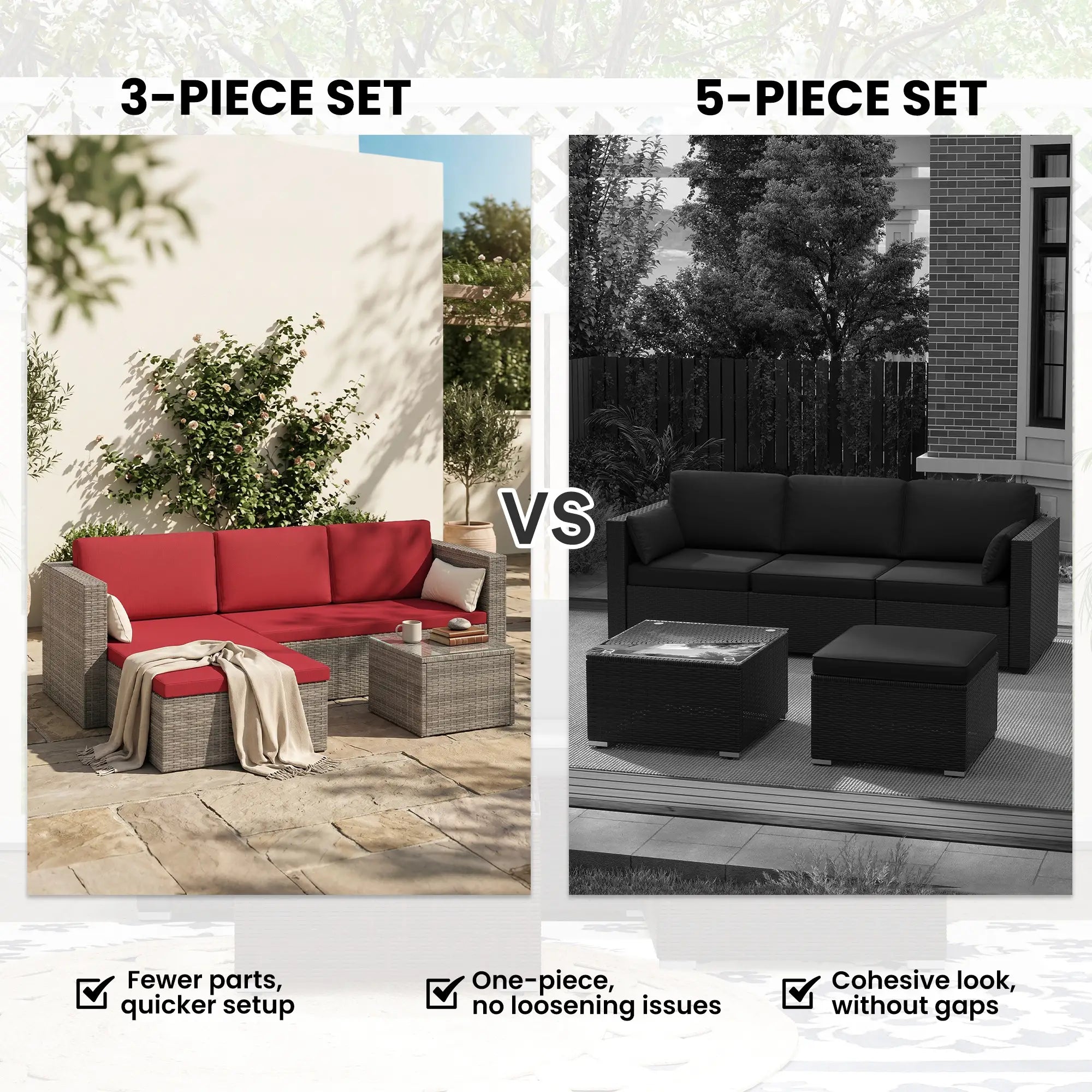 Modern Rattan Sofa Set, Wicker Patio Furniture with Coffee Table Patio Furniture Sets at Gallery Canada