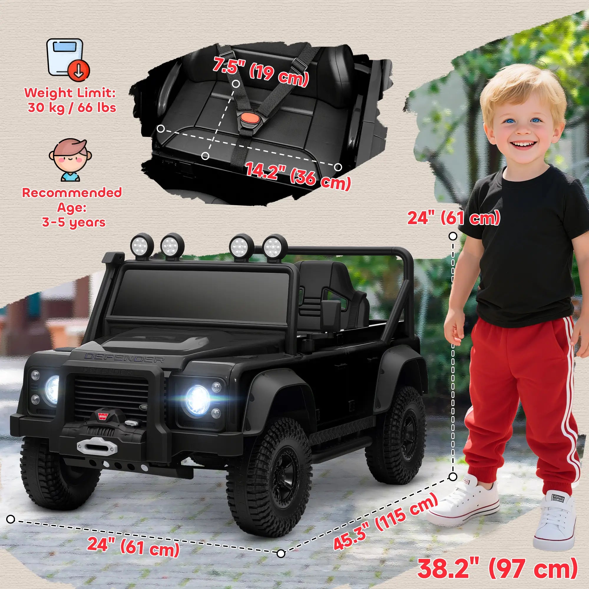 Kids Ride On Truck, Remote Control, Spring Suspension, LED Lights, 3 Speed, Ages 3-5, Black Electric Toy Cars at Gallery Canada
