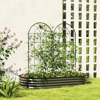 Metal Garden Trellis Set, Bird Design, 19.7" W x 47.2" H, Black Plant Stands at Gallery Canada