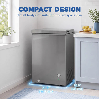 3.5 Cu.Ft Chest Freezer, 7-Setting Thermostat, Wire Basket, Grey Small Kitchen Appliances at Gallery Canada