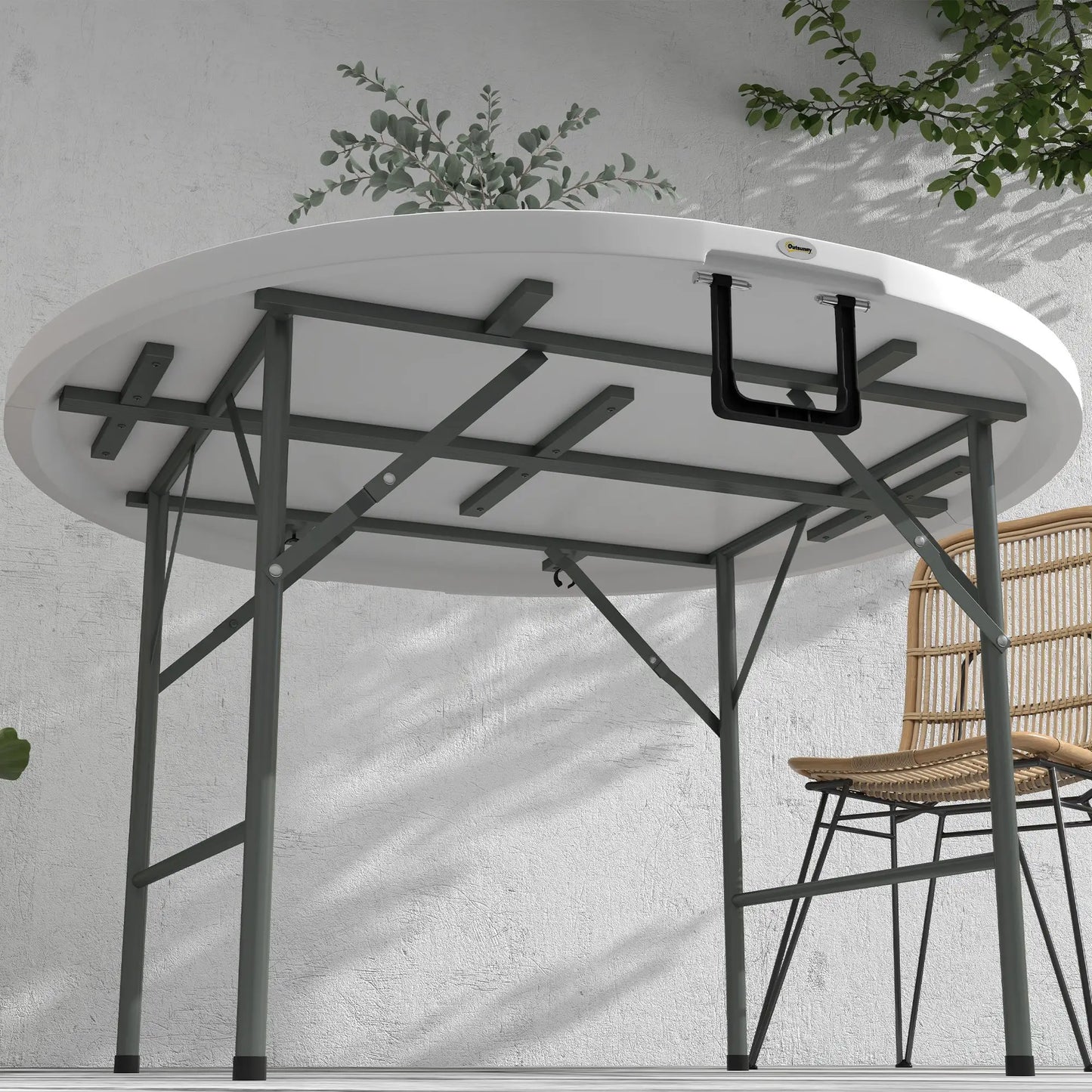 48" Folding Patio Table, Outdoor HDPE Picnic Table, White Patio Side Tables at Gallery Canada