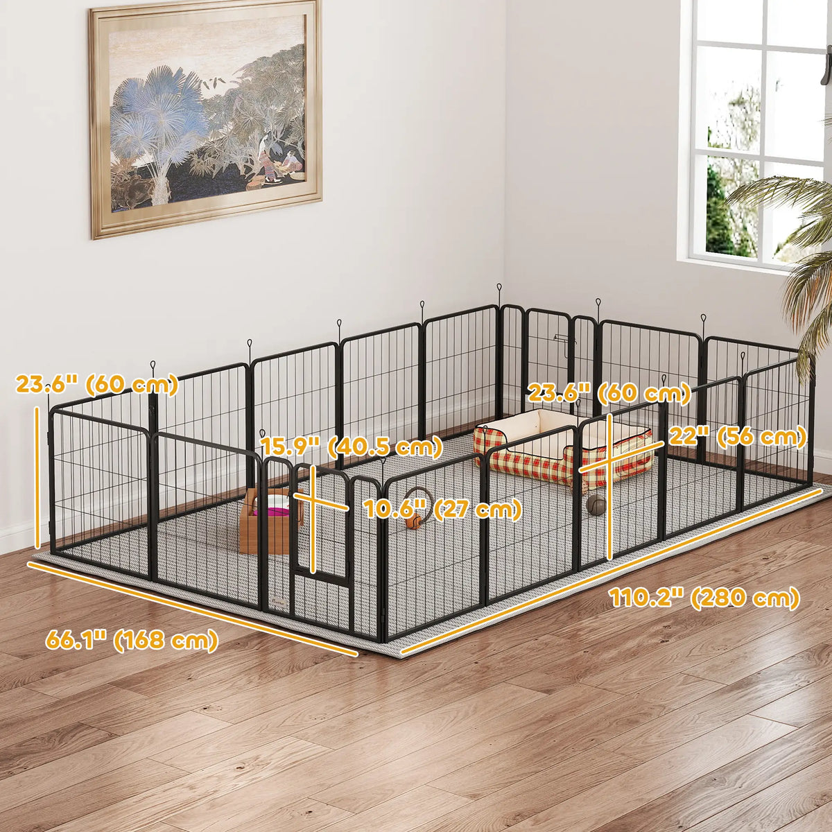16 Panel Dog Playpen, Portable DIY, 24" Height, For Small Dogs Houses, Kennels & Pens at Gallery Canada