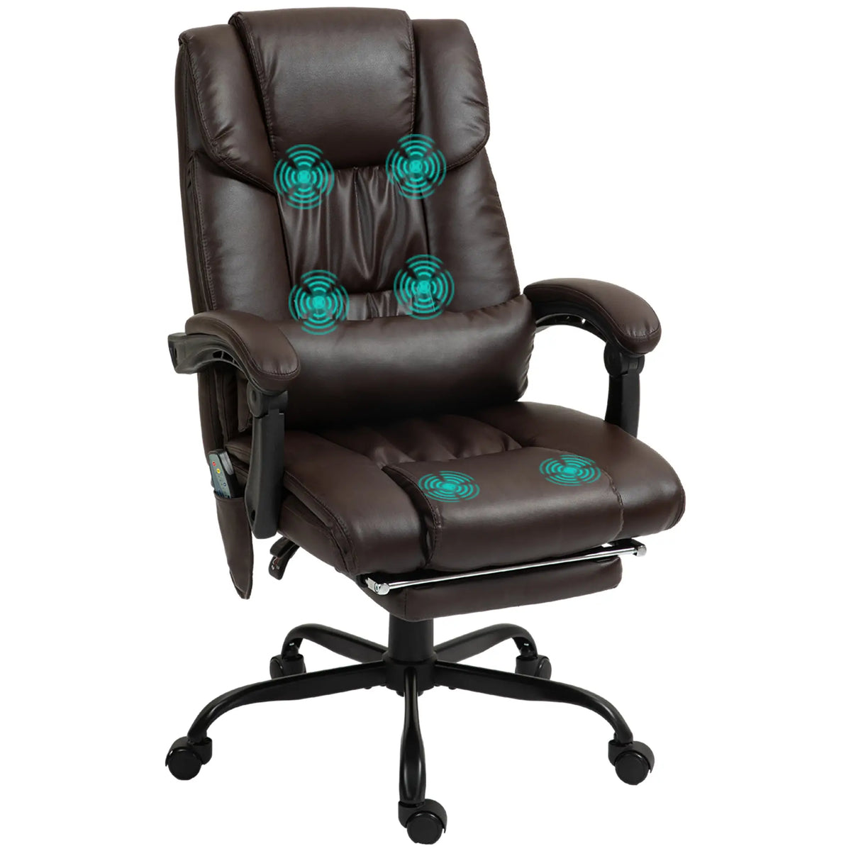 6-Point Vibration Massage Chair, Height Adjustable, Reclining, Brown Executive & Manager Chairs Brown at Gallery Canada