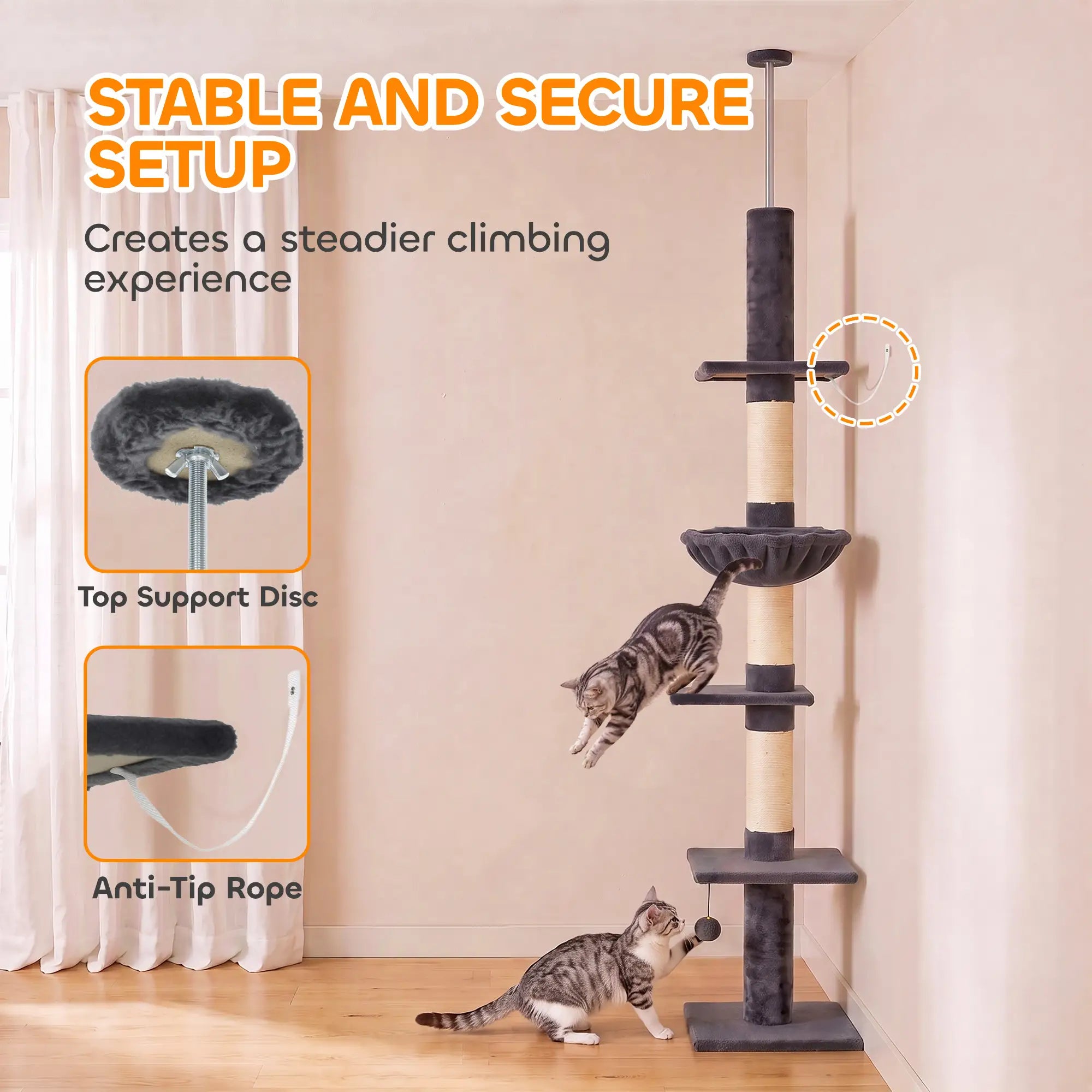 5-Level Cat Tree, Adjustable 88.6