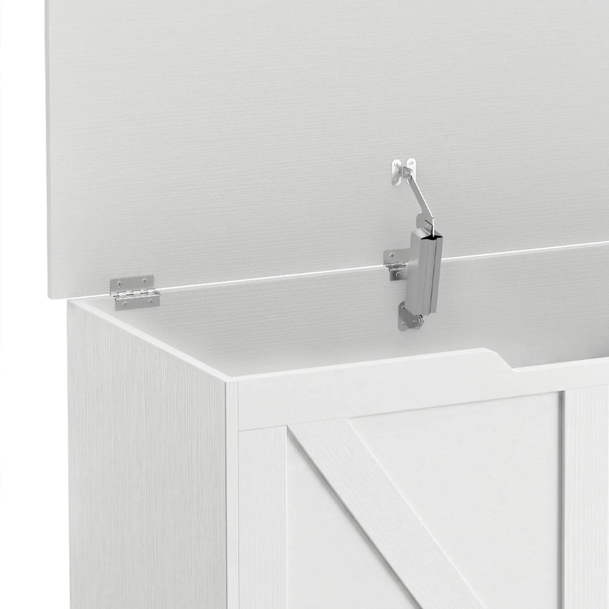 31.5 Inches Storage Chest with Safety Hinge, Wood Grain, White Storage Ottomans & Benches at Gallery Canada