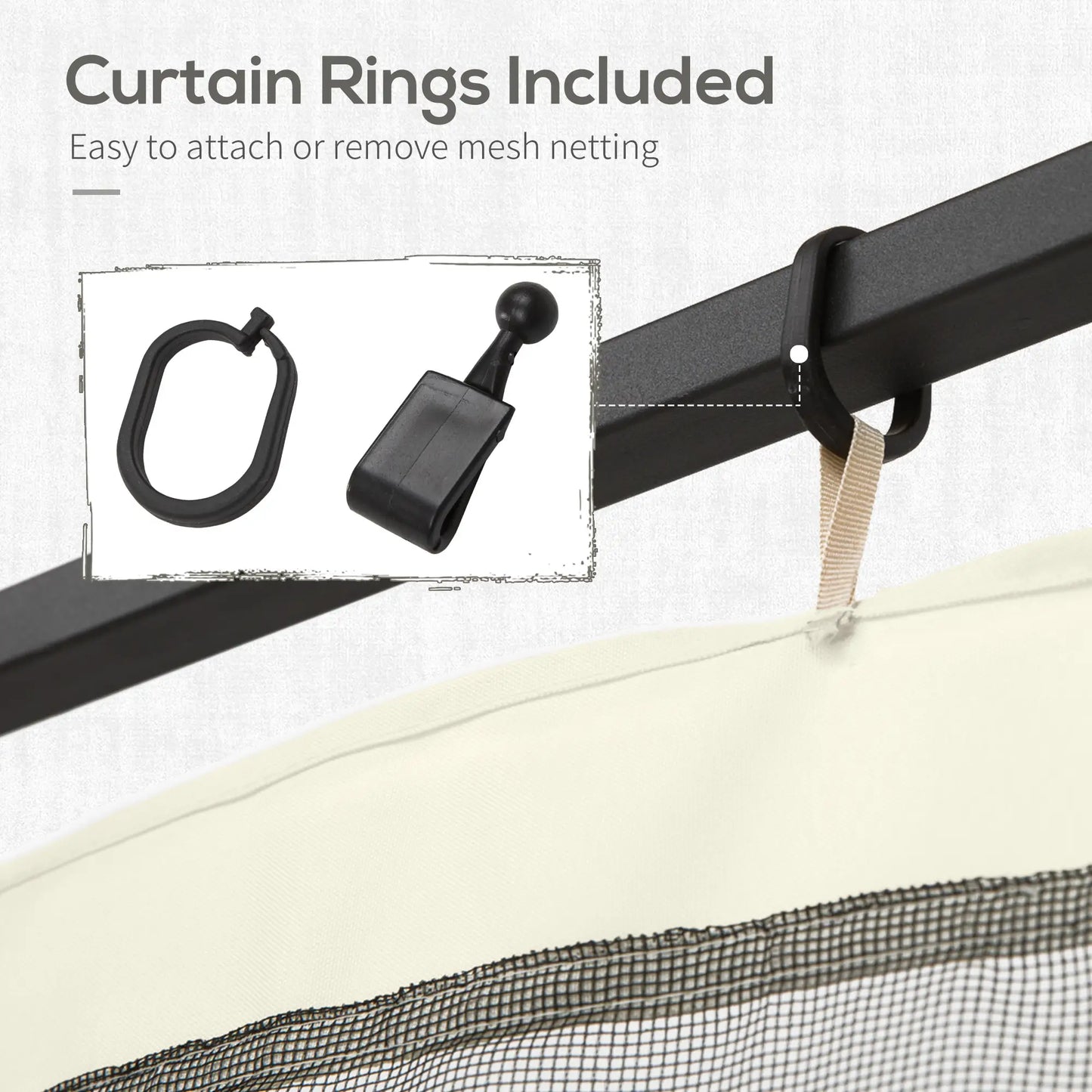 Replacement Mosquito Netting, 13' x 13', Cream White, Black Gazebos at Gallery Canada