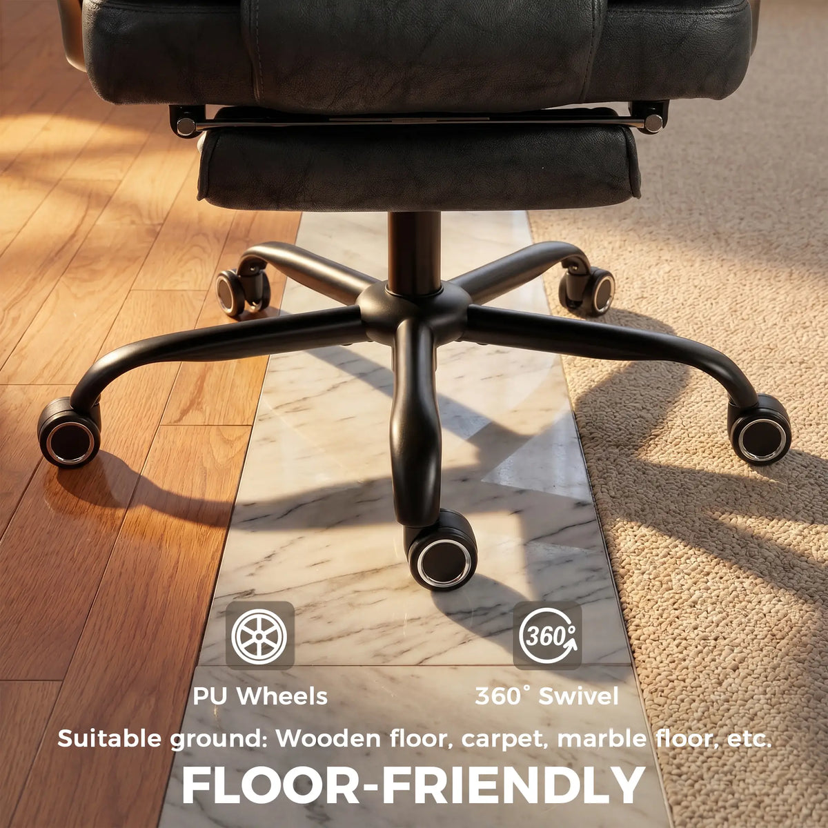 Big & Tall Office Chair 400 Lbs, Reclining, Lumbar Support, Black Executive & Manager Chairs at Gallery Canada