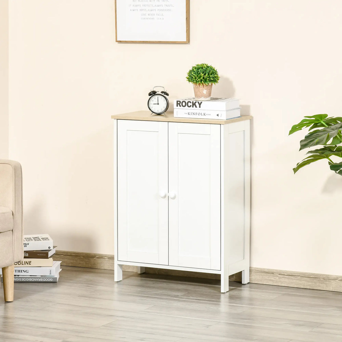 Storage Cabinet with Doors, 2 Adjustable Shelves, Living Room, Bathroom Storage Cabinets at Gallery Canada