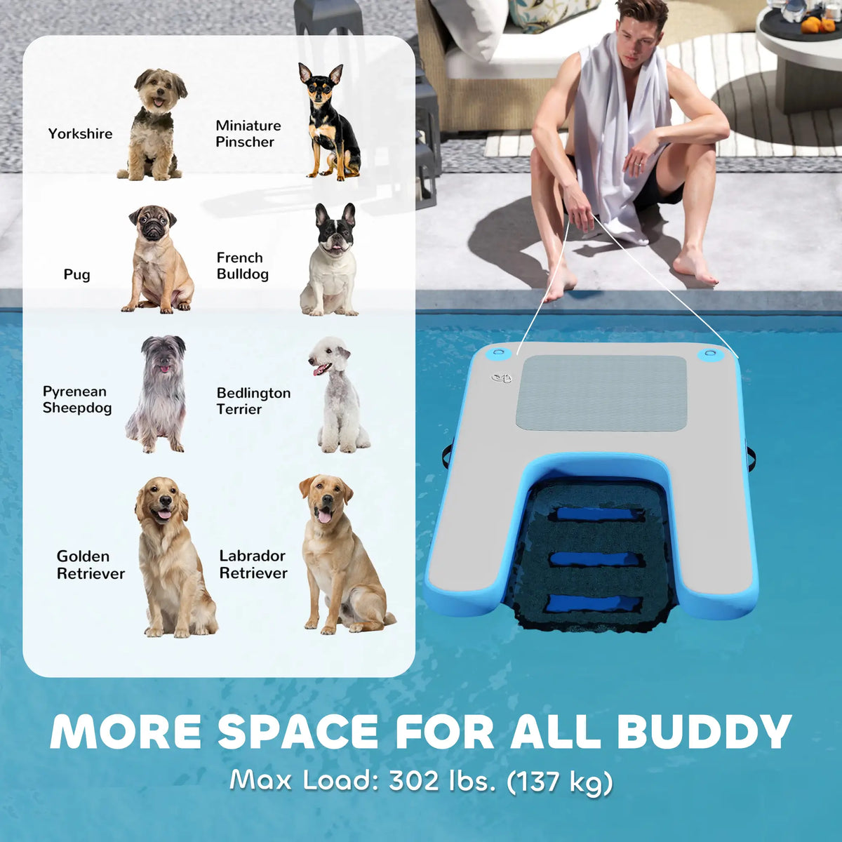 Floating Pet Boat Ramp, Up to 300 lbs, for Pool, Lake, Dock Dog Stairs at Gallery Canada