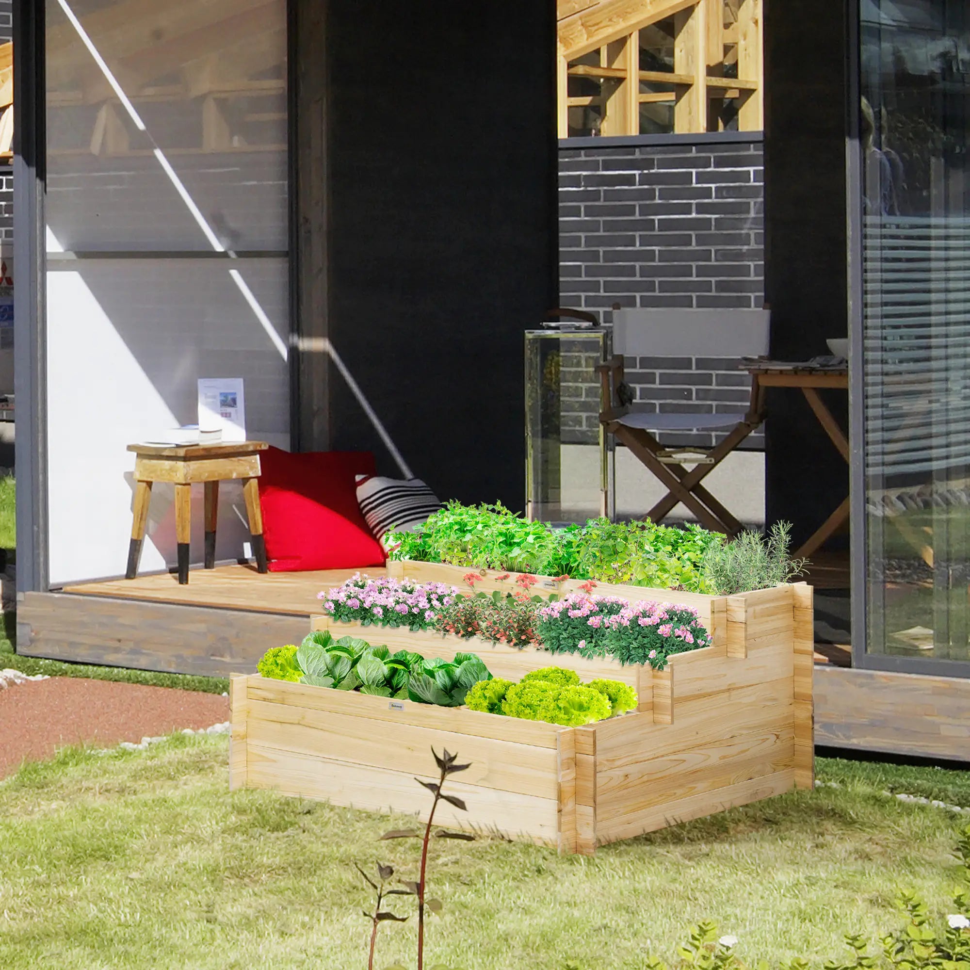 3 Tier Raised Garden Bed, 9 Grow Grids, Bed Liner, Outdoor Raised Garden Beds at Gallery Canada