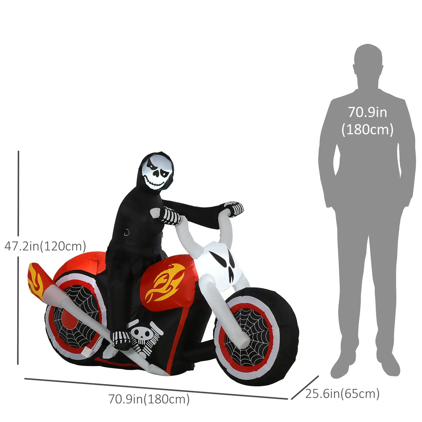 6' Halloween Grim Reaper Flaming Motorcycle LED Inflatable, Outdoor Decor Halloween Decorations at Gallery Canada