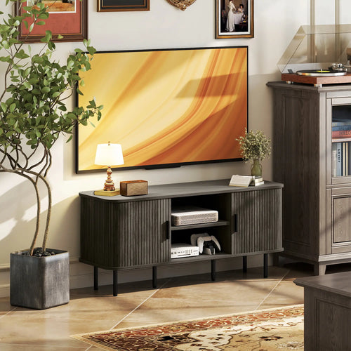 TV Stand For 55 Inches, Storage Shelves And Cabinets, Grey