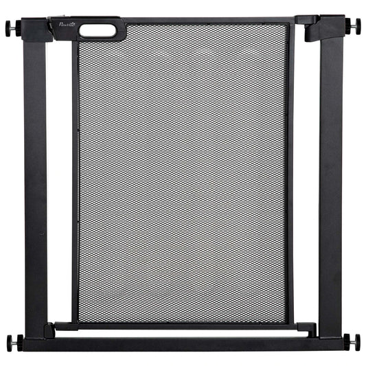 29.5"-32.3" Metal Pet Gate, Auto Closing Door, Double Locking, Black Houses, Kennels & Pens Black at Gallery Canada