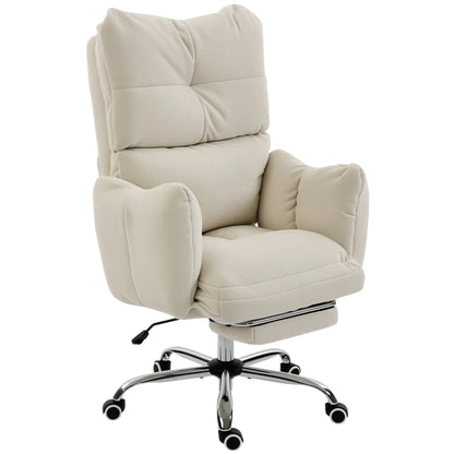 Ergonomic Reclining Office Chair with Foot Rest, Cream Executive & Manager Chairs Cream at Gallery Canada
