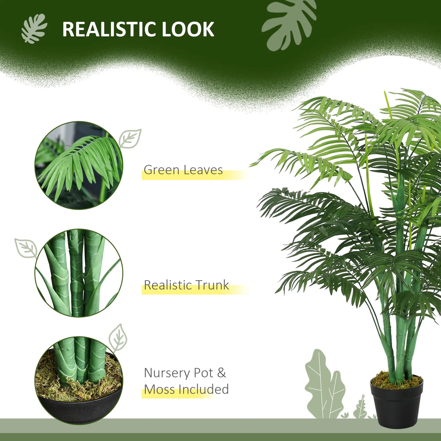 4FT Artificial Palm Tree, Fake Tropical Plant, Green Artificial Trees at Gallery Canada