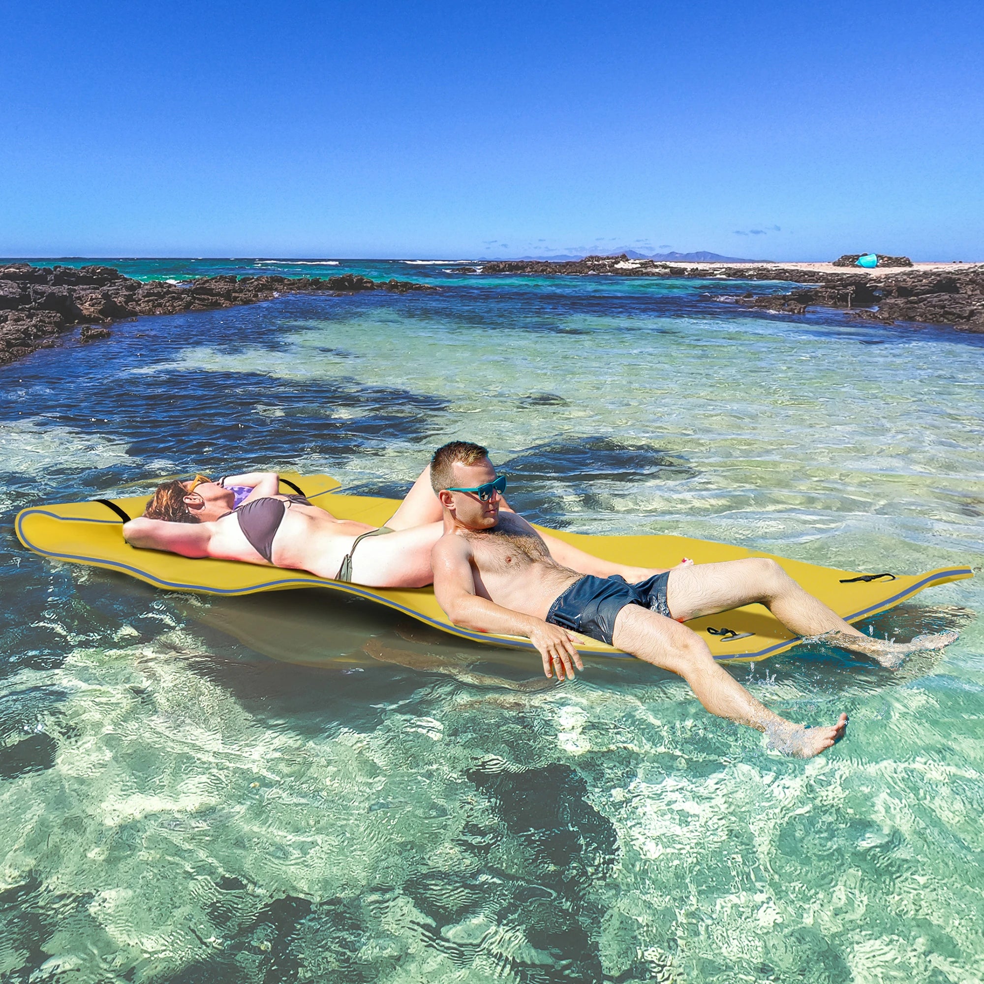 10' x 5' Roll-Up Pool Float Pad, Water Mat for Play, Relaxation, Yellow Floating Water Mats at Gallery Canada