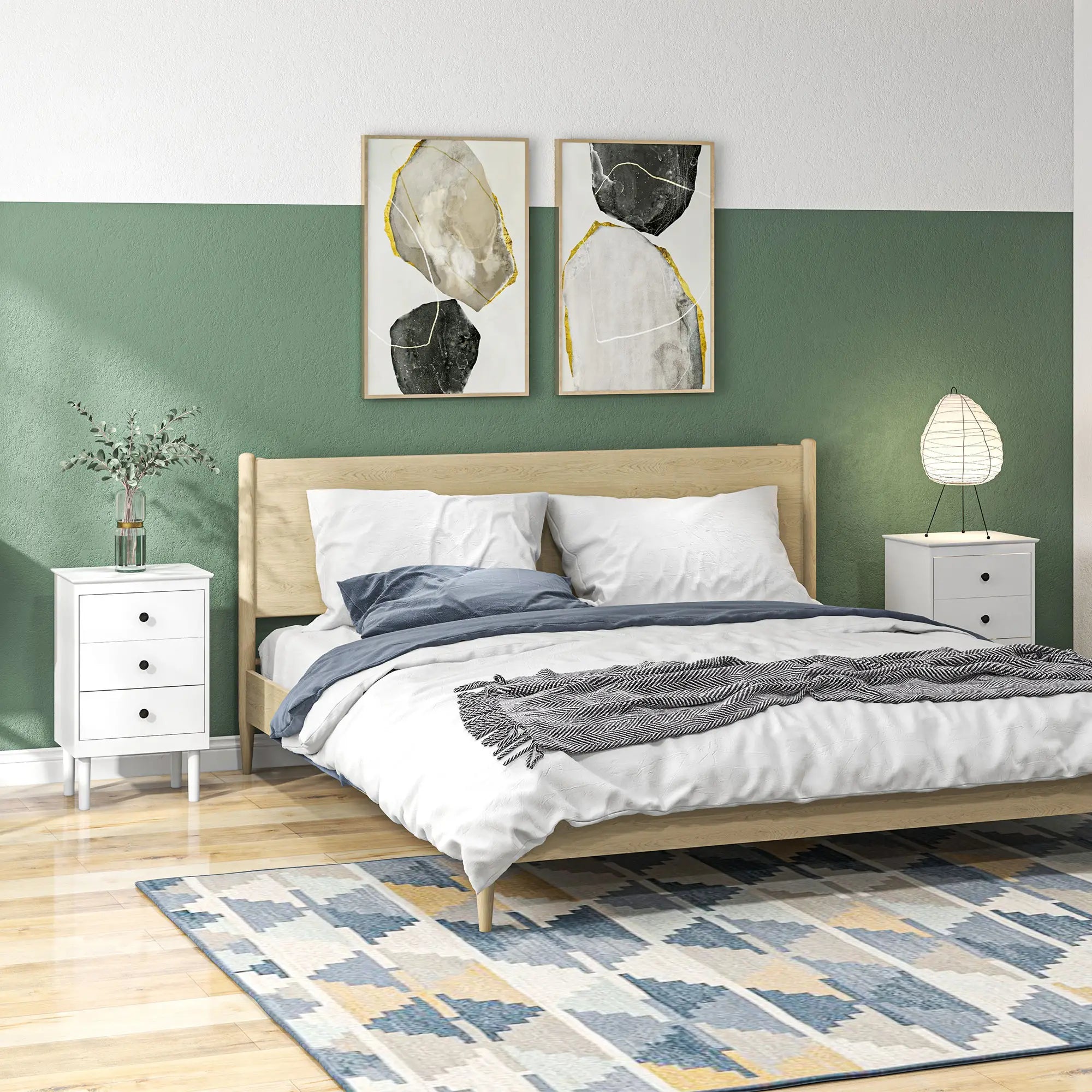 Two 3-Drawer Modern Bedside Tables, White Bedside Tables at Gallery Canada