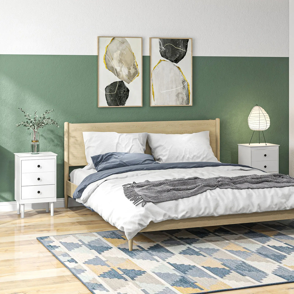 Two 3-Drawer Modern Bedside Tables, White Bedside Tables at Gallery Canada