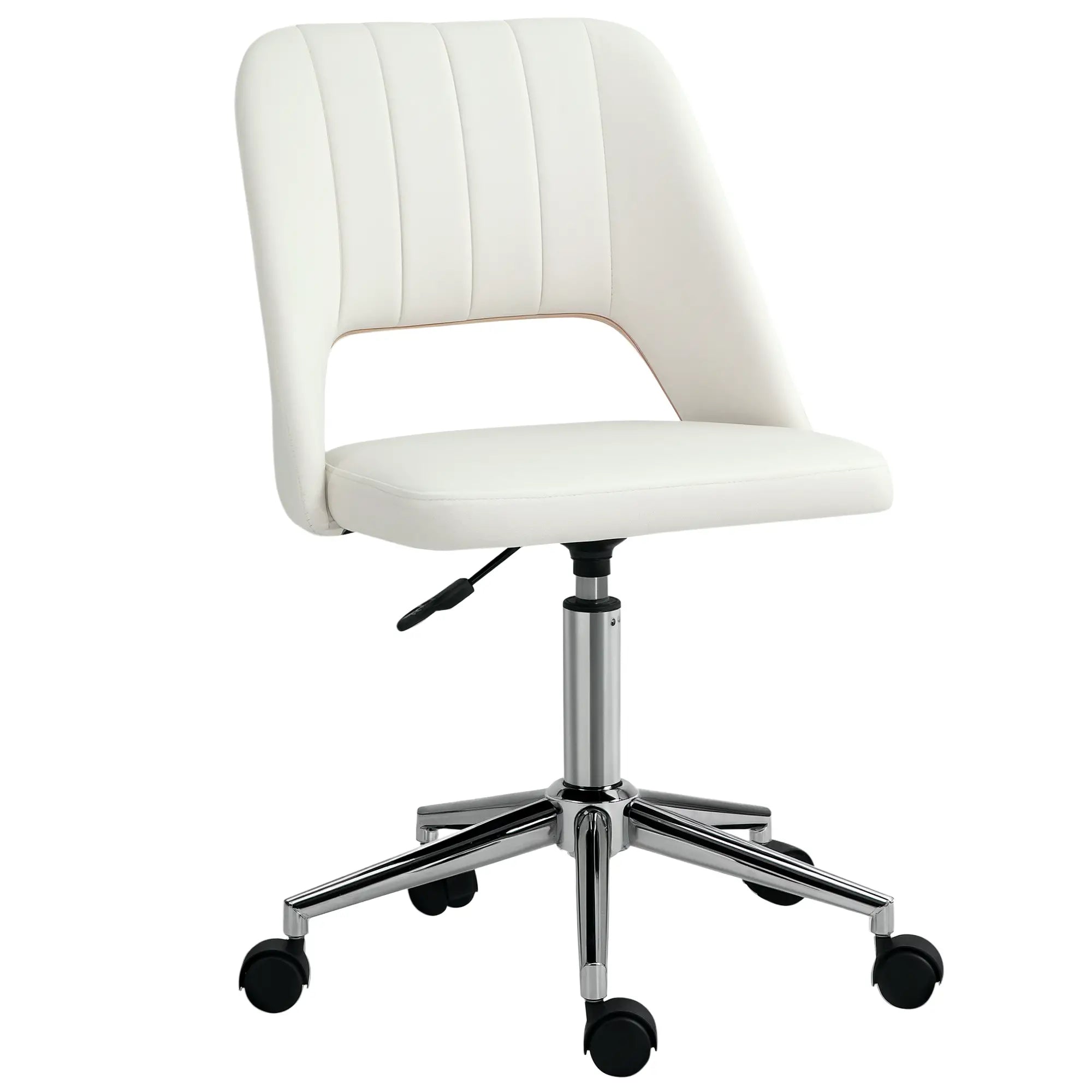 Mid Back Office Chair, Velvet Fabric, Swivel, Cream White Office Chairs at Gallery Canada