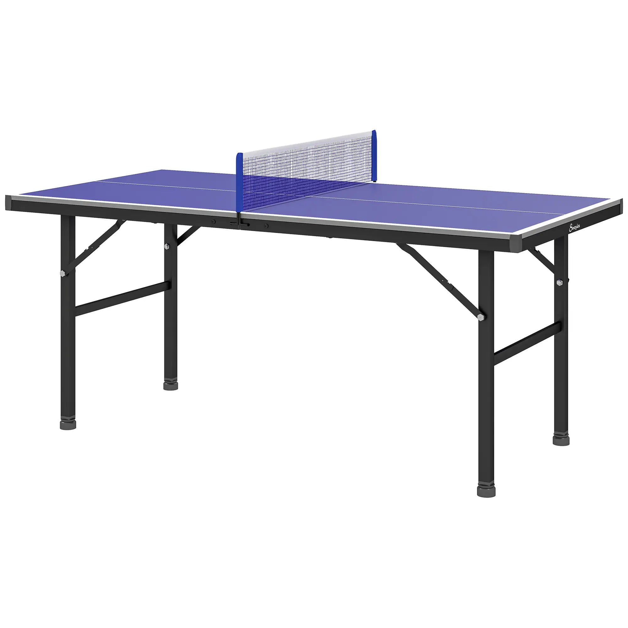 5' x 2.5' Mini Ping Pong Table, Foldable, Adjustable Feet, Blue Game Tables Blue at Gallery Canada