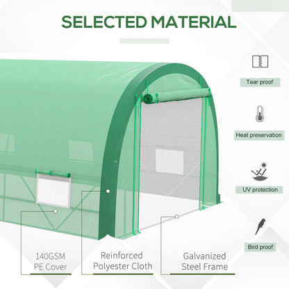 19.5' x 10' x 6.5' Tunnel Greenhouse, Mesh Door, Windows, Green Tunnel Greenhouses at Gallery Canada