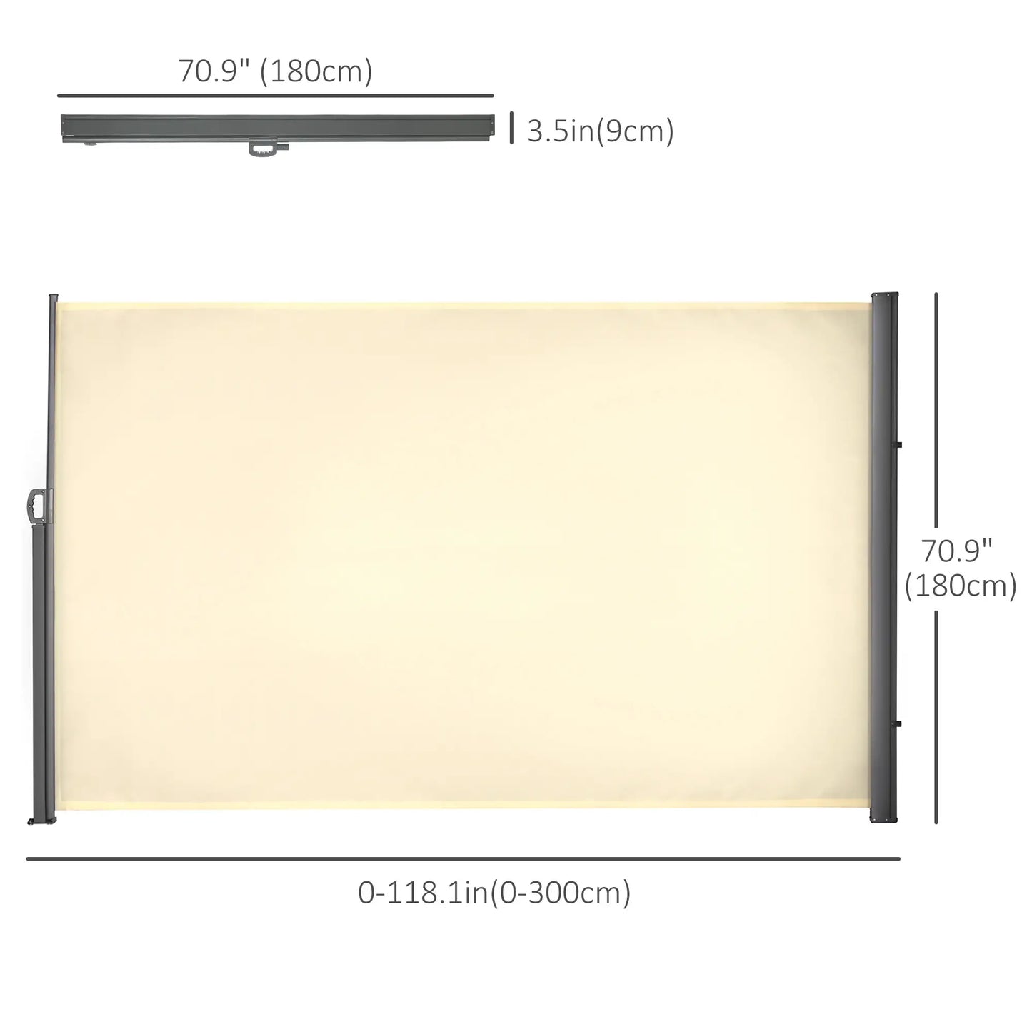 118" x 71" Outdoor Folding Privacy Screen, Retractable Side Awning, UV Wind Resistant, Cream White Side Awnings at Gallery Canada