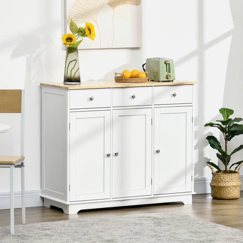 Modern Sideboard, Buffet Cabinet with Storage, Drawers, Adjustable Shelves, White