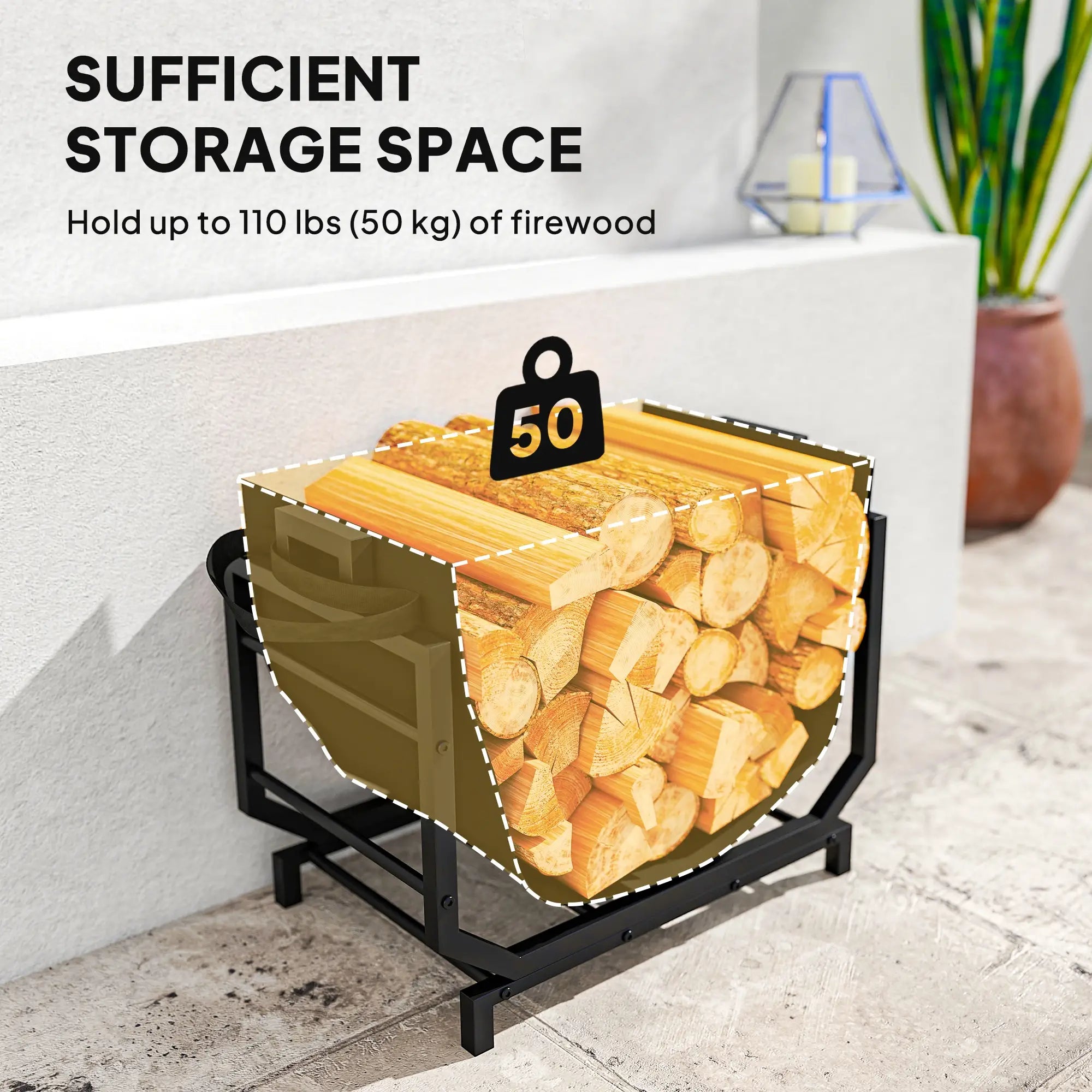 Firewood Rack Outdoor, Heavy-Duty Log Holder with Tote Bag Firewood Racks at Gallery Canada