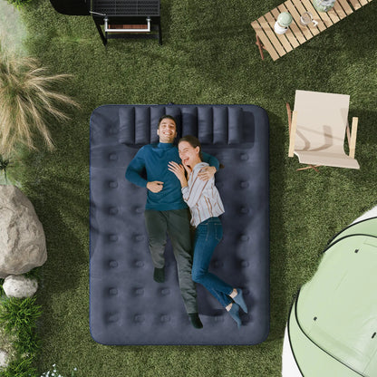 Queen Size Air Mattress, Camping Bed with Pillows, Hand Pump, Blue Camping Cots at Gallery Canada
