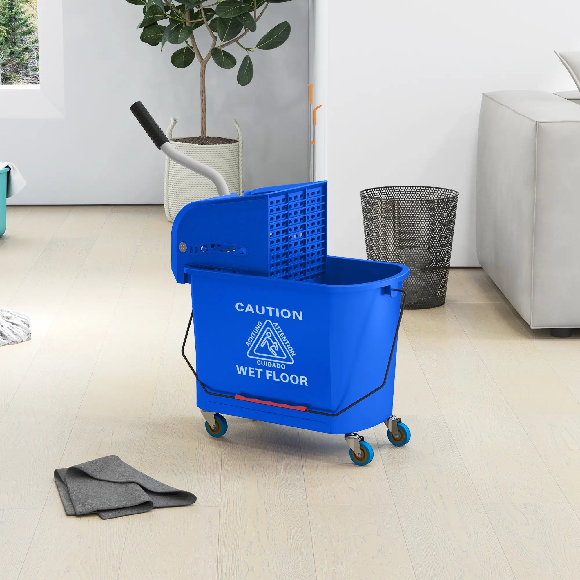Compact Mop Bucket with Wringer, 5 Gallon, Separate Dirty Clean Water, Blue Household Supplies at Gallery Canada