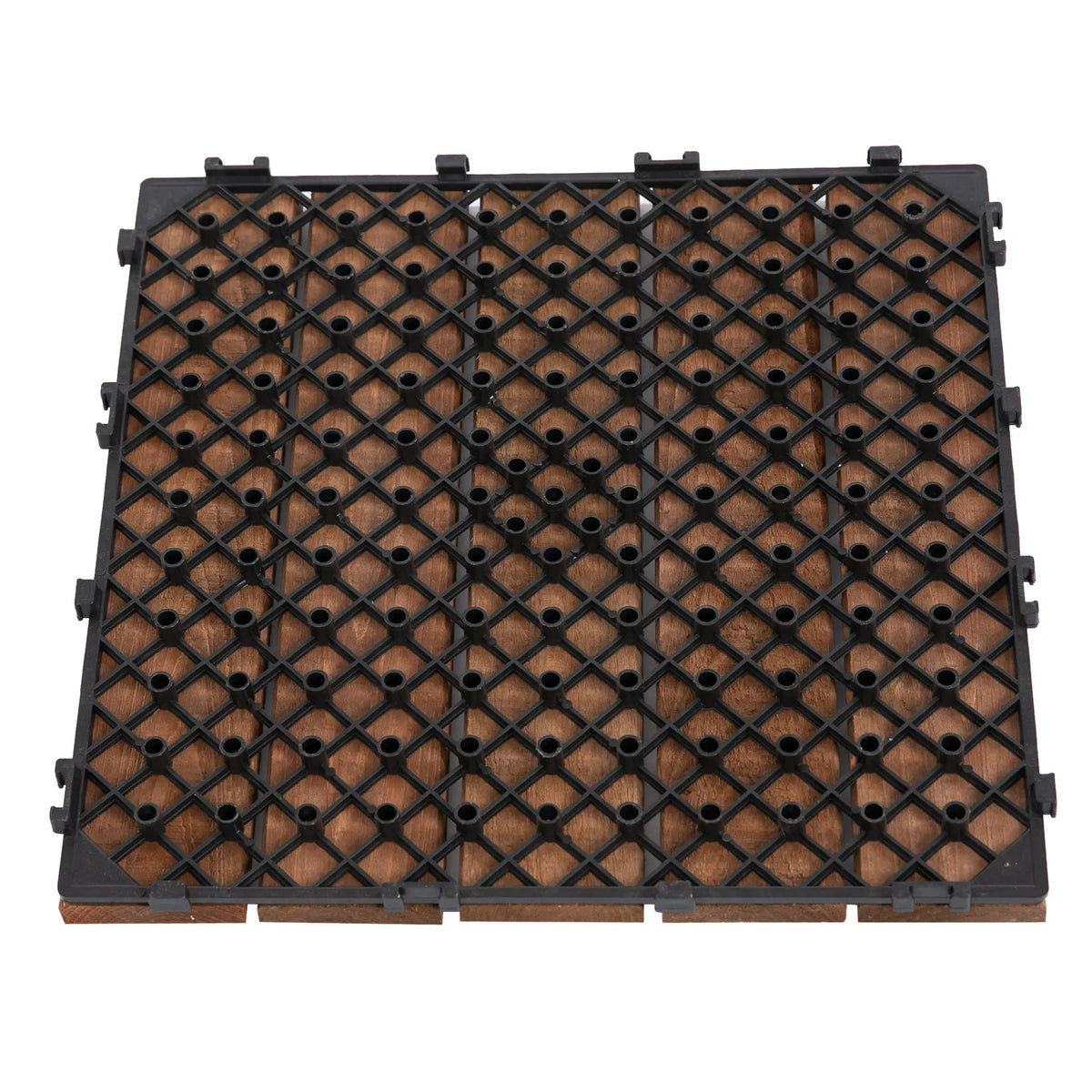27 Pcs Wood Interlocking Deck Tiles, 12 x 12in, Tools Free Assembly, Brown Deck Tiles at Gallery Canada